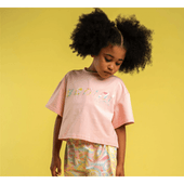 Bonini by A'Dee Girls Pink Shine Cropped Logo T-shirt